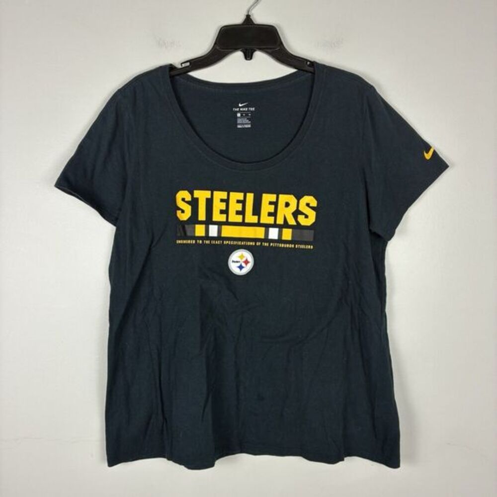 Nike Steelers Womens Large Black Short Sleeve Crew Neck Tee LOGO Shirt‎